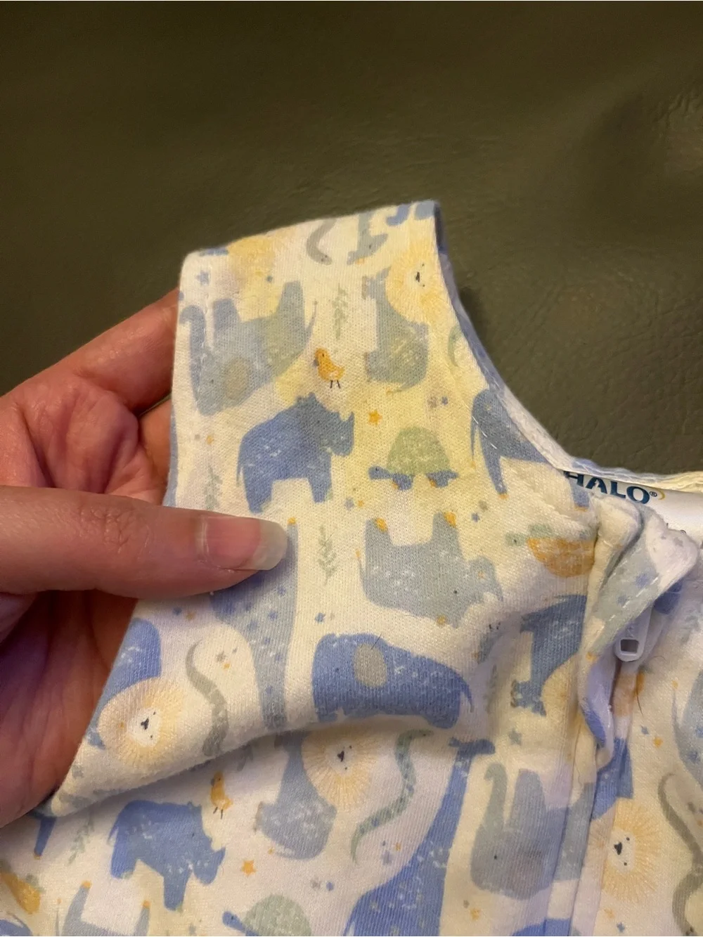 Halo Blue and Cream Animal-Print Sleep Sack Swaddle